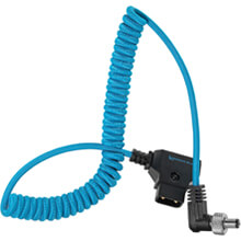 Kondor Blue Coiled D-Tap to Locking DC 2.5mm Right Angle Cable